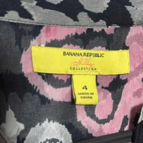 Banana Republic Milly Collection Size 04/13‎ Geometric Navy Multi Tunic Blouse - Picture 5 of 5